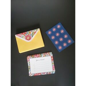 VERA BRADLEY "English Garden" 12 Count Hand Lined Lrg Invitations W/stickers